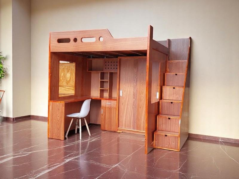 Giường tầng cho bé gái màu hồng dễ thương