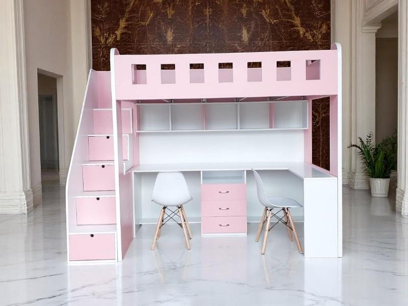 Giường tầng cho bé gái màu hồng dễ thương