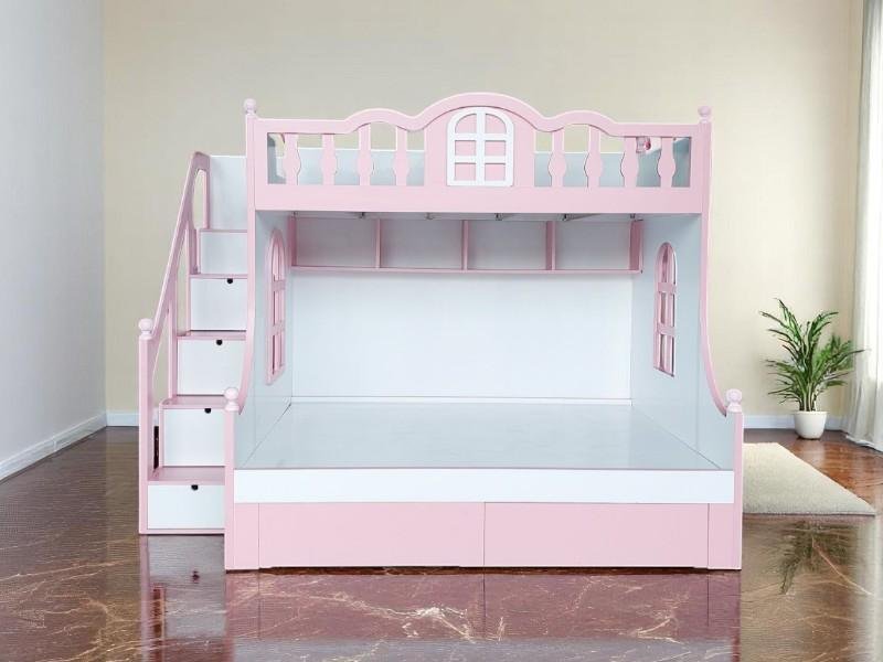 Giường tầng có cầu thang rộng an toàn cho trẻ em
