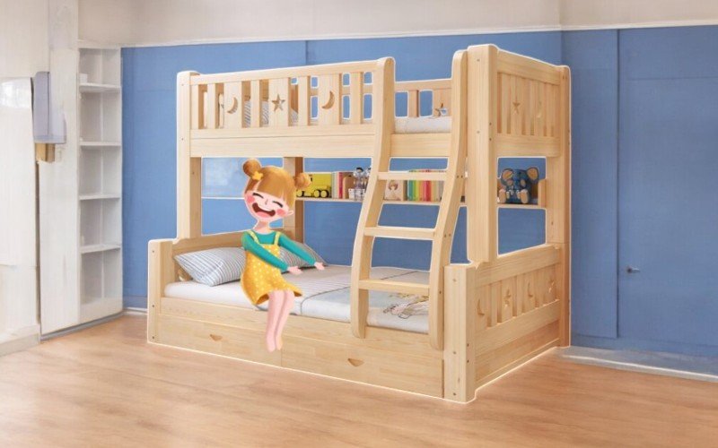 Giá giường tầng gỗ công nghiệp tiết kiệm bền đẹp tiện dụng