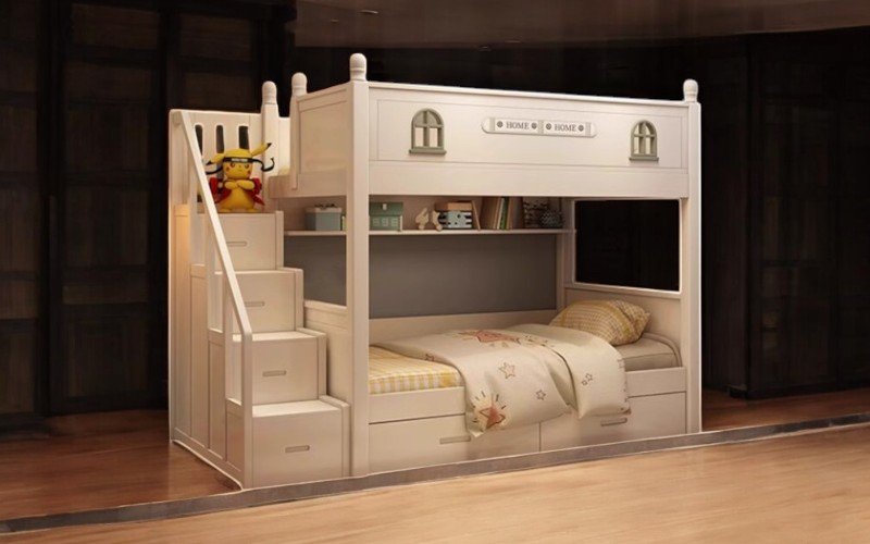 Giá giường tầng gỗ công nghiệp tiết kiệm bền đẹp tiện dụng