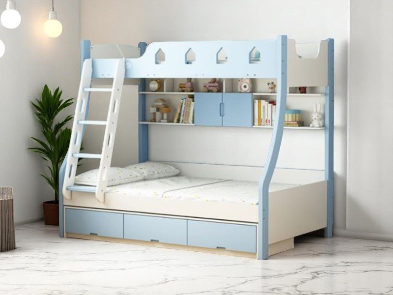 Giường tầng tích hợp bàn học và ngăn kéo đựng đồ