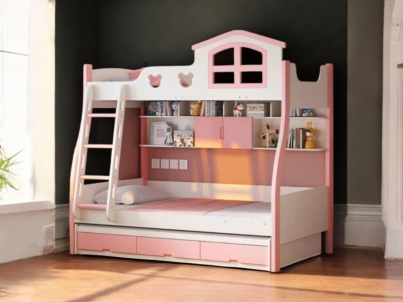 Giường tầng cho bé trai và gái đẹp tiện lợi an toàn