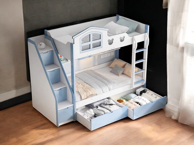 Giường tầng cho bé trai và gái đẹp tiện lợi an toàn