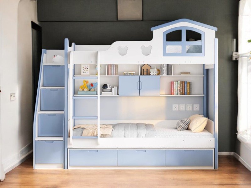 Giường tầng cho bé trai và gái đẹp tiện lợi an toàn