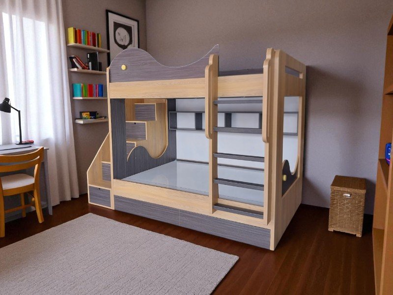 Giường gỗ 2 tầng người lớn