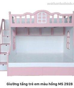 Giường tầng trẻ em màu hồng MS 2928