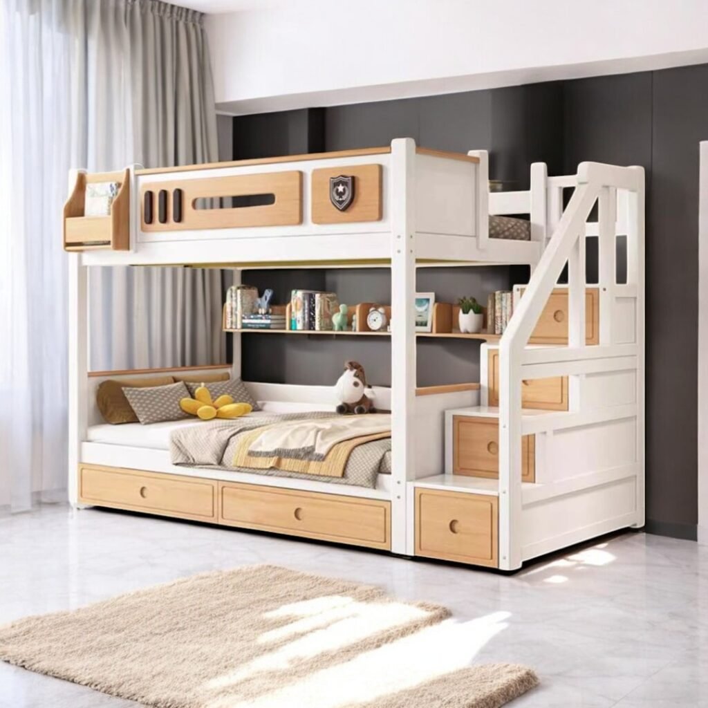 Giường 2 tầng trẻ em 1m2 đẹp an toàn tiện ích