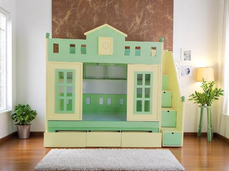 Giường tầng kèm bàn làm việc cho học sinh