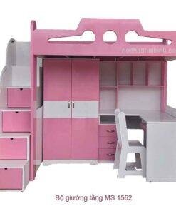 Bộ giường tầng tủ áo bàn học cho bé MS 1562