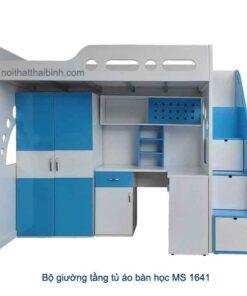 Bộ giường tầng bàn học tủ áo MS 1641