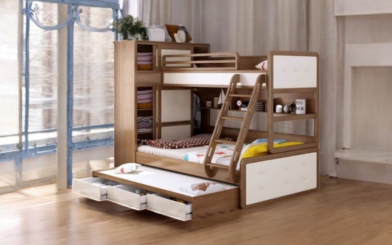 Giá giường tầng gỗ công nghiệp tiết kiệm bền đẹp tiện dụng