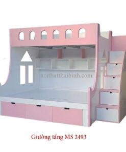 Giường tầng màu hồng đẹp MS 2493