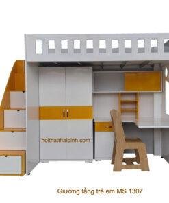 Bộ giường tầng tủ áo bàn học trẻ em MS 1307 Giá bán = 16.000.000đ giảm còn = 14.000.000đ