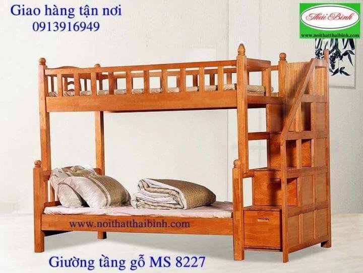 Giường tầng gỗ tự nhiên MS : 8227 Giá : 1m2 - 0m90 = 16.500.000