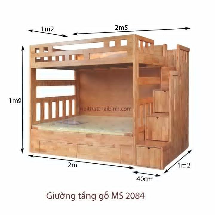 Giường tầng gỗ đẹp MS 2084 - Hình ảnh 2