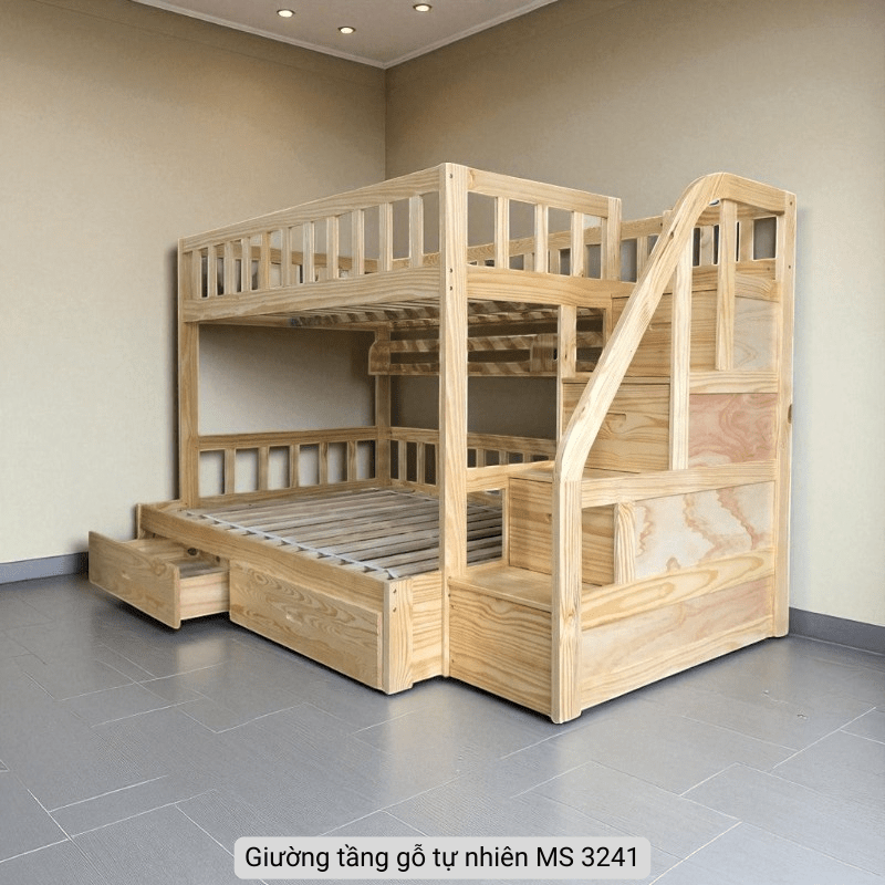 Giường tầng gỗ tự nhiên MS 3241