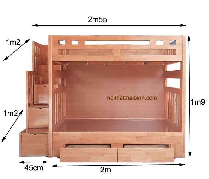 Giường tầng gỗ tự nhiên MS 1635 - Hình ảnh 5